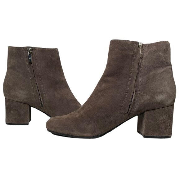 Marc Fisher Tan Suede Side Zip Ankle Booties Size 10 - Picture 2 of 8